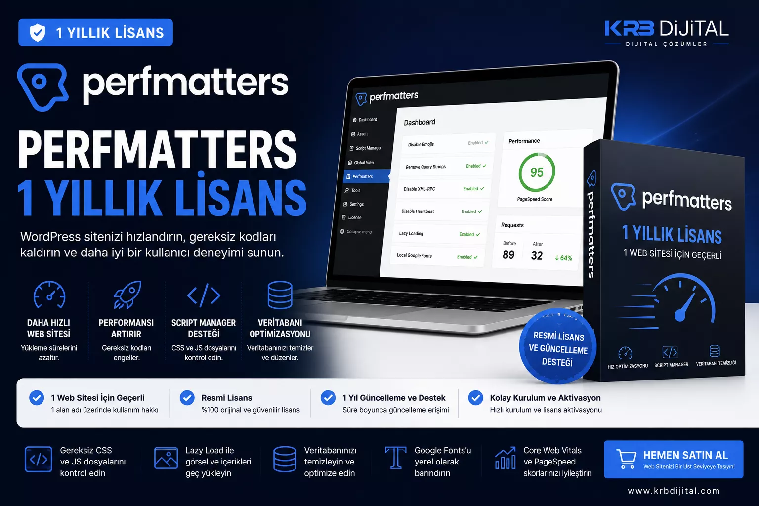 Perfmatters Lisans - 1 Yıllık demo görünümü